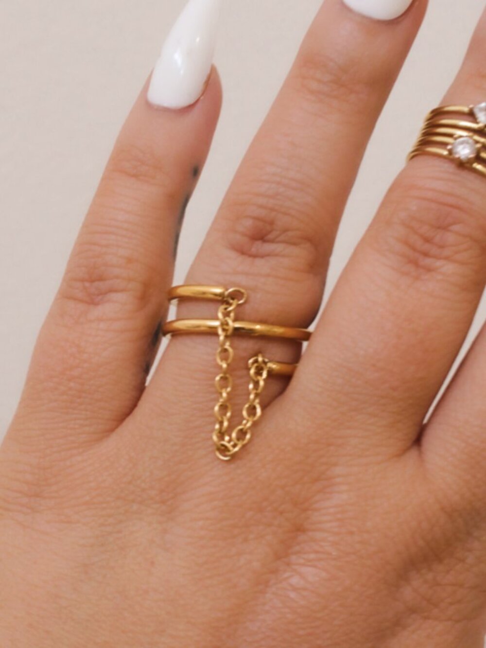 Gold Spiral Chain Ring